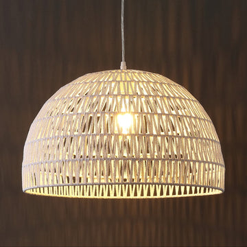 Campana 20" Bohemian Modern Woven Rattan/Iron LED Pendant